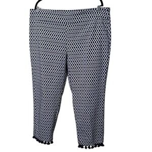Ruby Rd Petite Womens PXL‎ Pull On Geometric Tassel Hem Cropped Pants